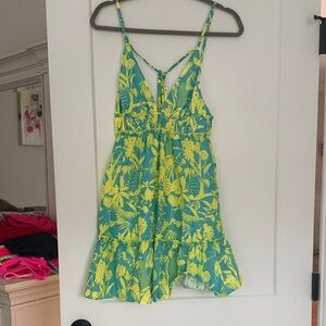 Tropical Floral Kids Romper in Blue and Yellow